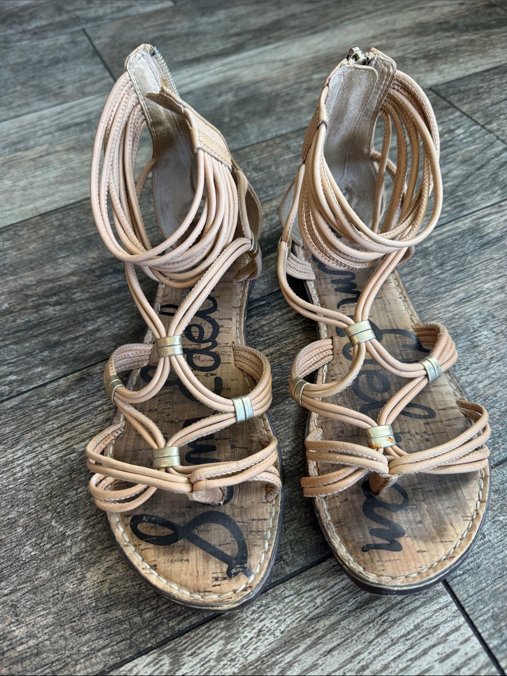 Sam Edelman Nude/Tan Strappy Gladiator Sandals